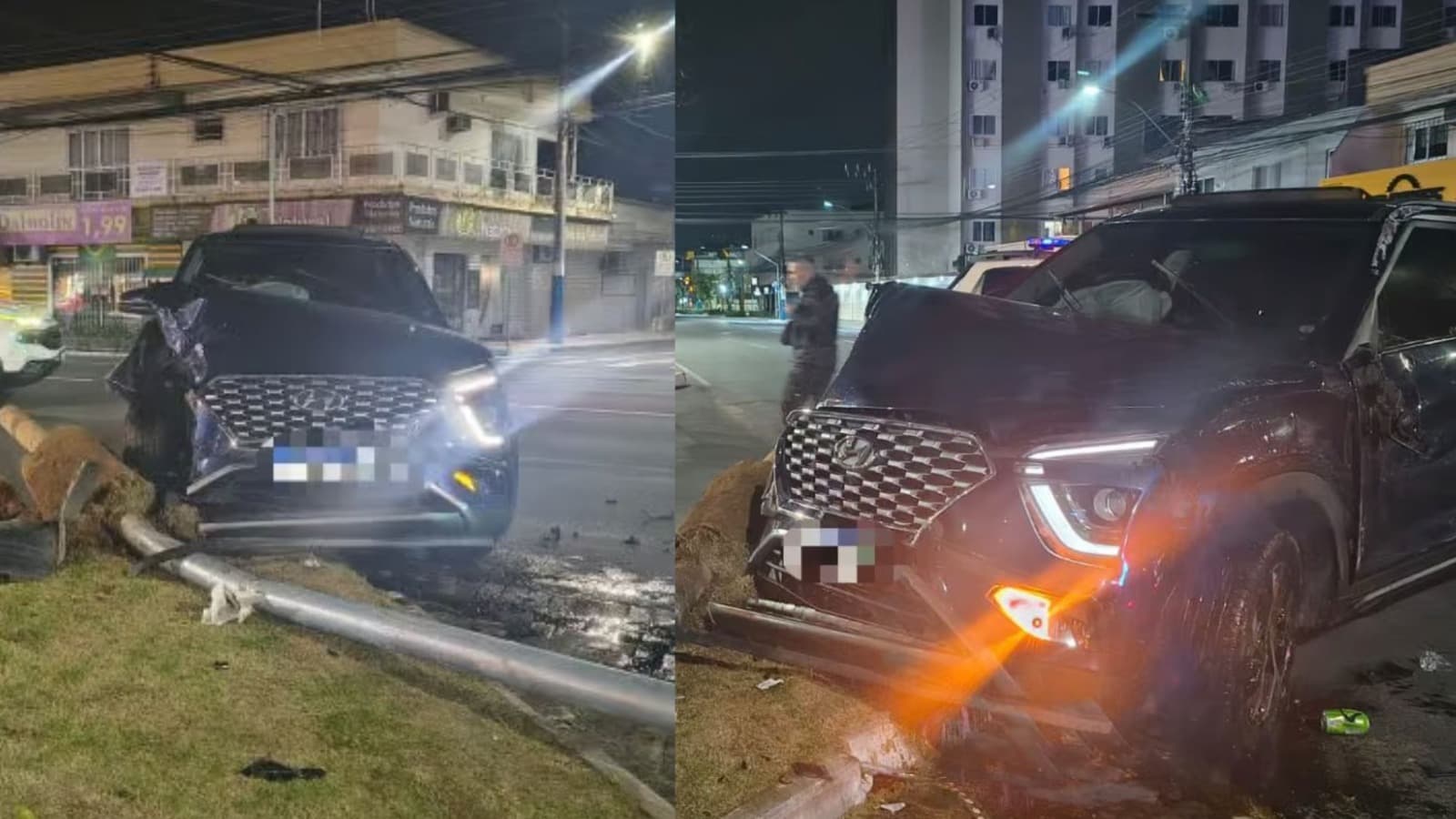 Motorista com suspeita de embriaguez destrói radar de velocidade e tomba carro em BC