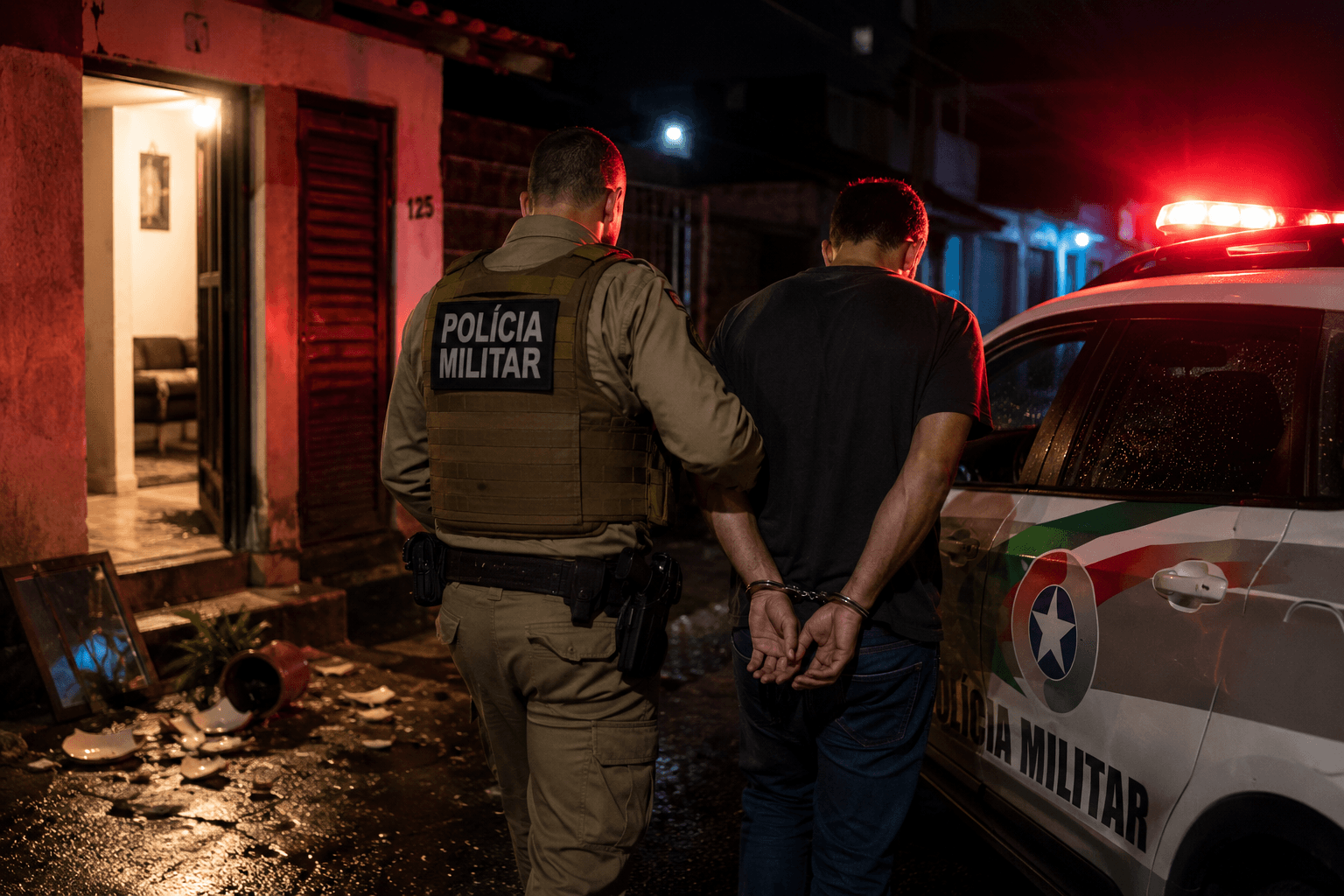Homem é preso após perseguir companheira com facão durante discussão
