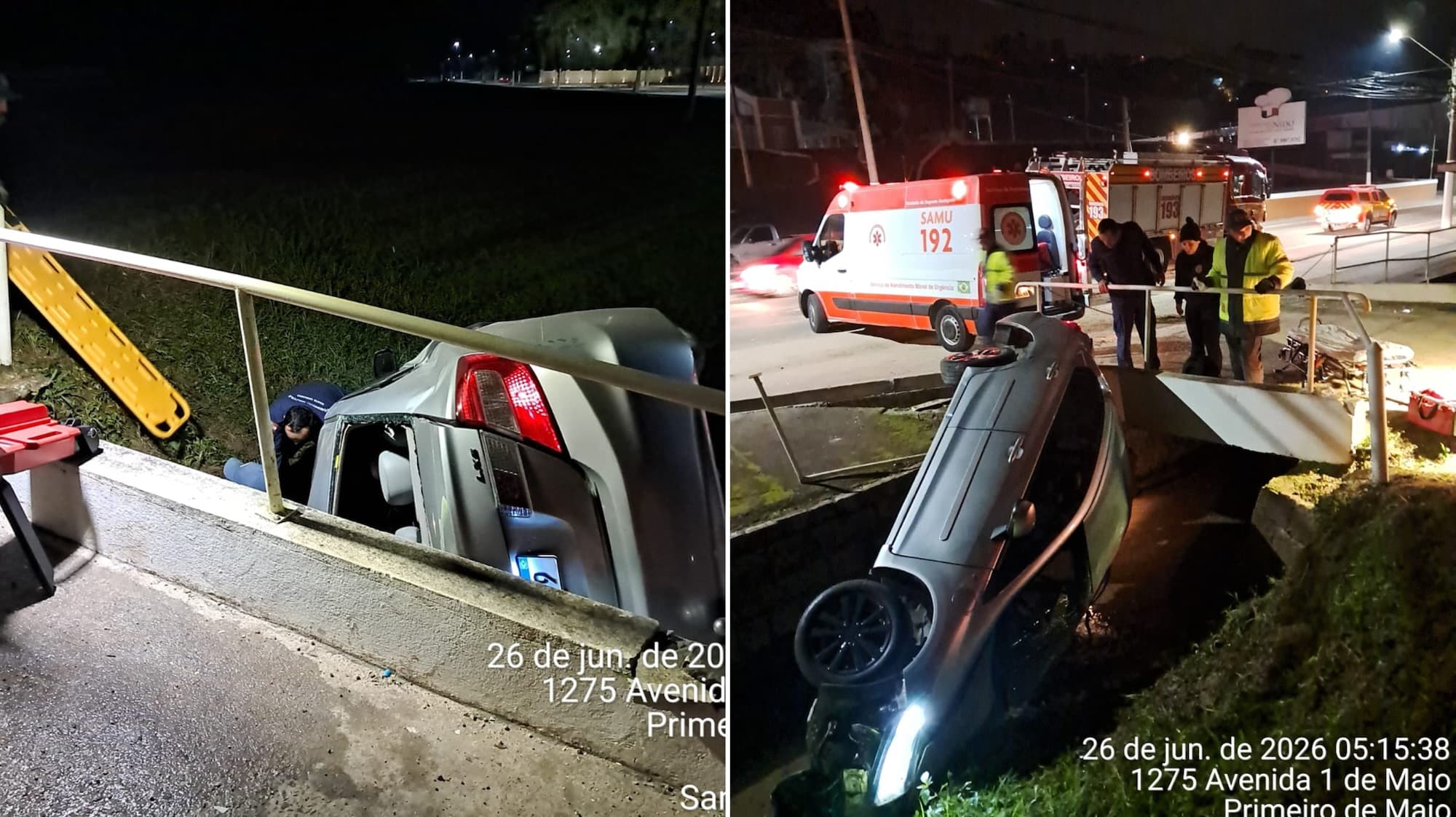 Motorista é ejetado de carro após capotamento e fica gravemente ferido