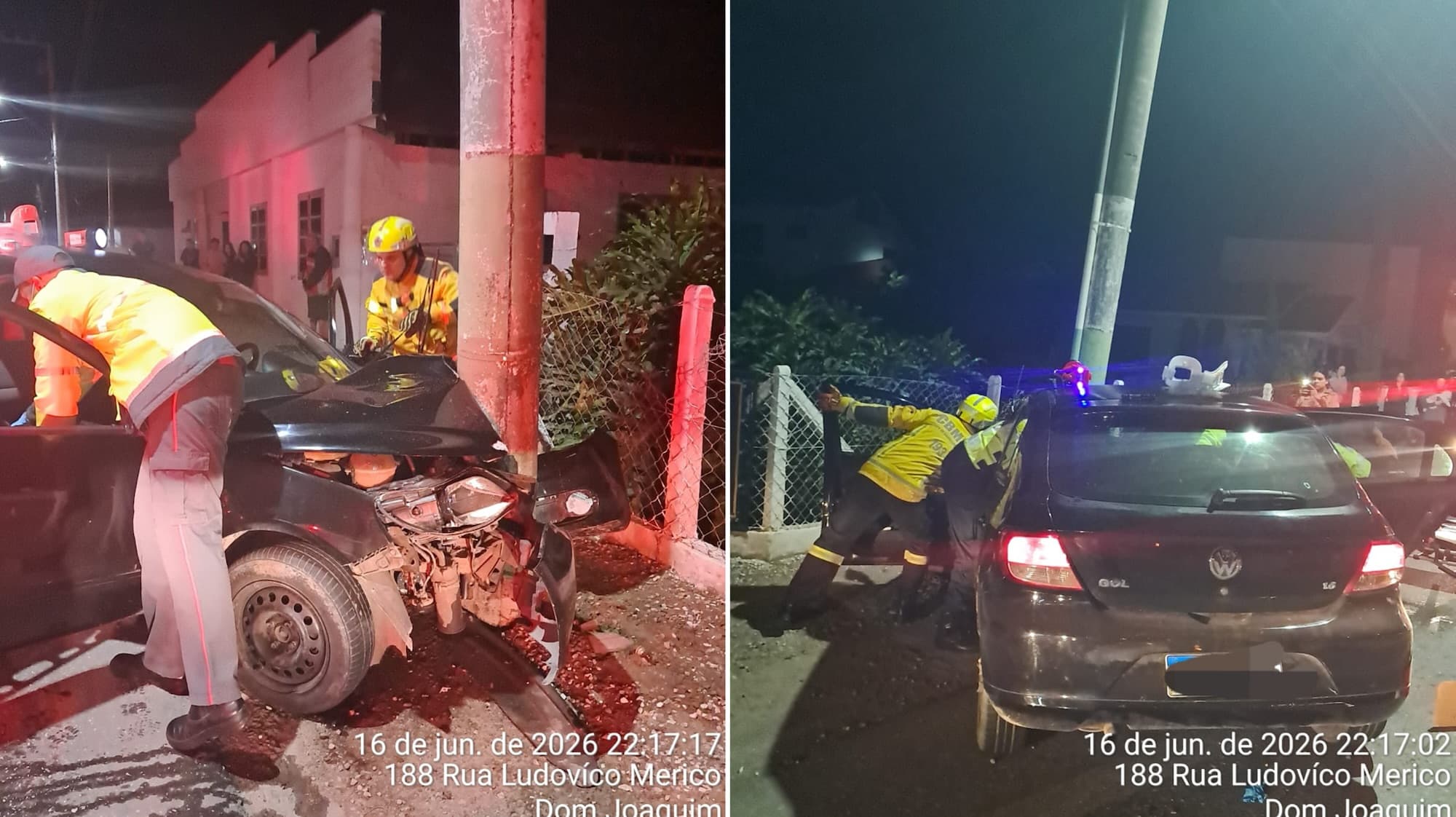 Batida contra poste deixa motorista com suspeita de traumatismo craniano em Brusque