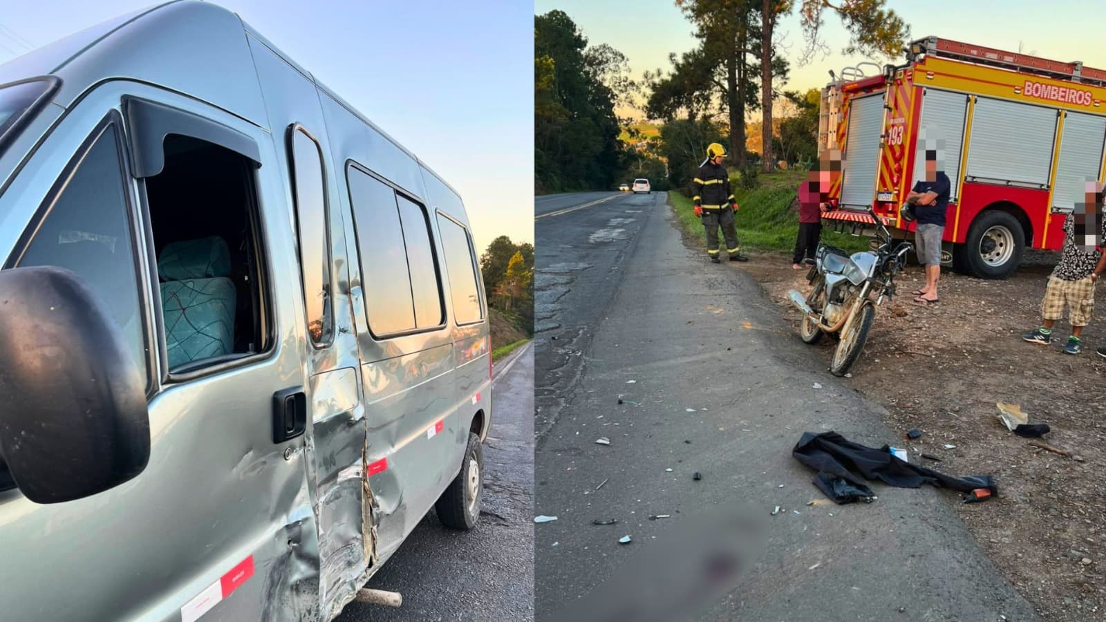 Motorista de van escapa de linchamento após acidente deixar motociclista gravemente ferido na BR-470, em SC