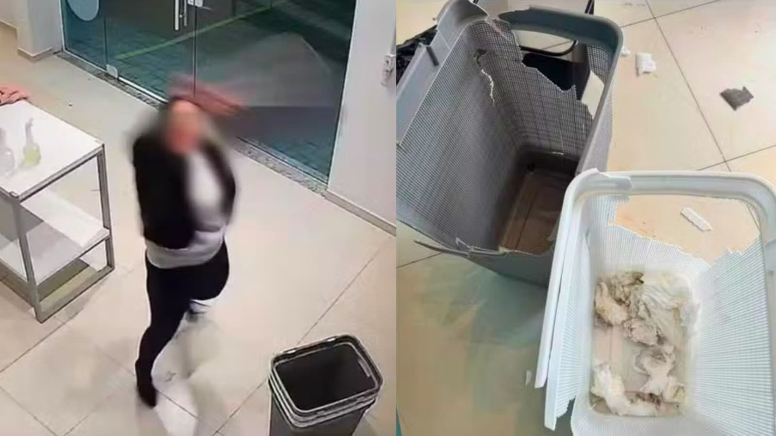 Revoltada com “mau cheiro” nas roupas, cliente chuta cestos e depreda lavanderia 24h em Blumenau