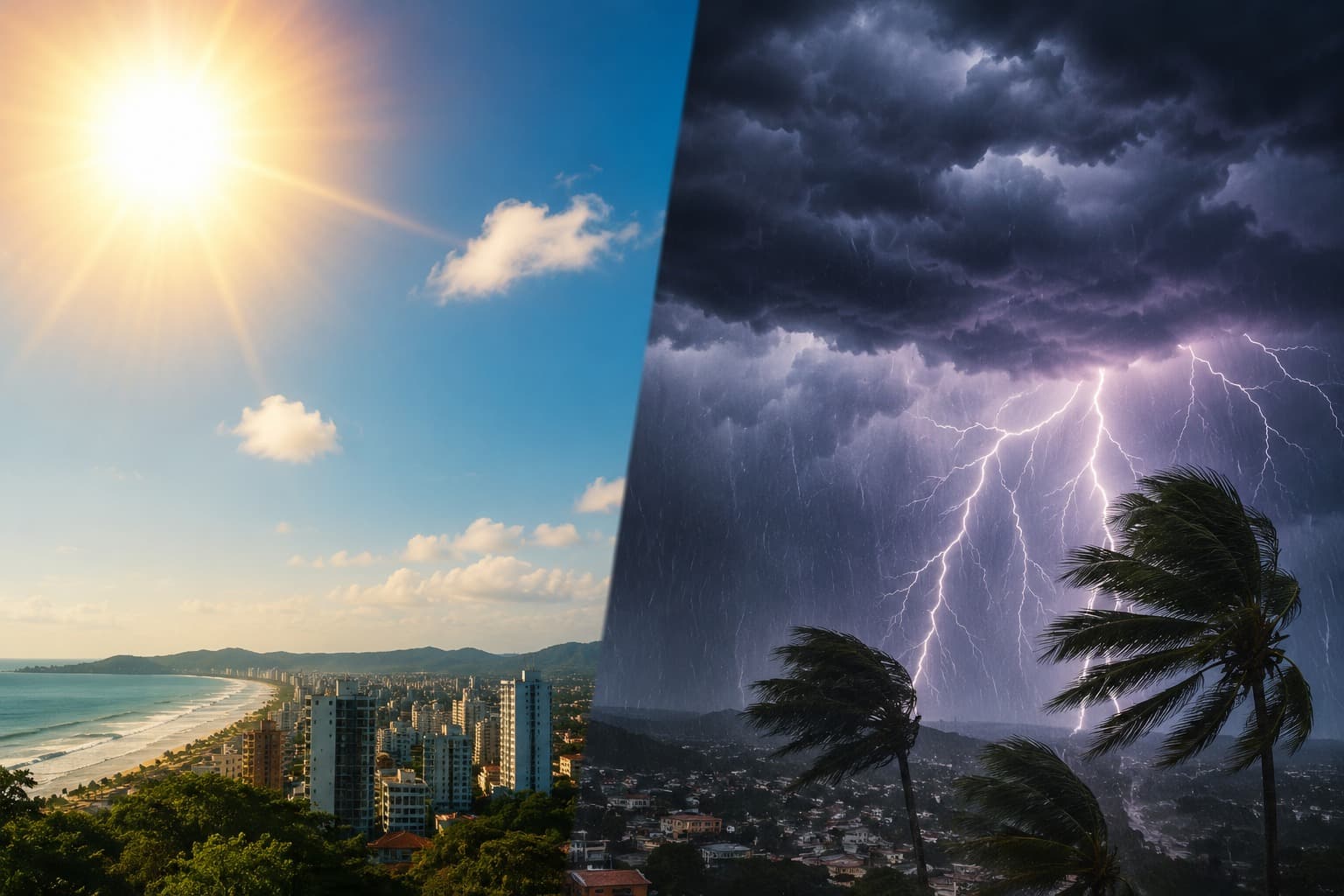 Sol e calor no sábado, mas o domingo traz temporais com raios e vento em todas as regiões de SC
