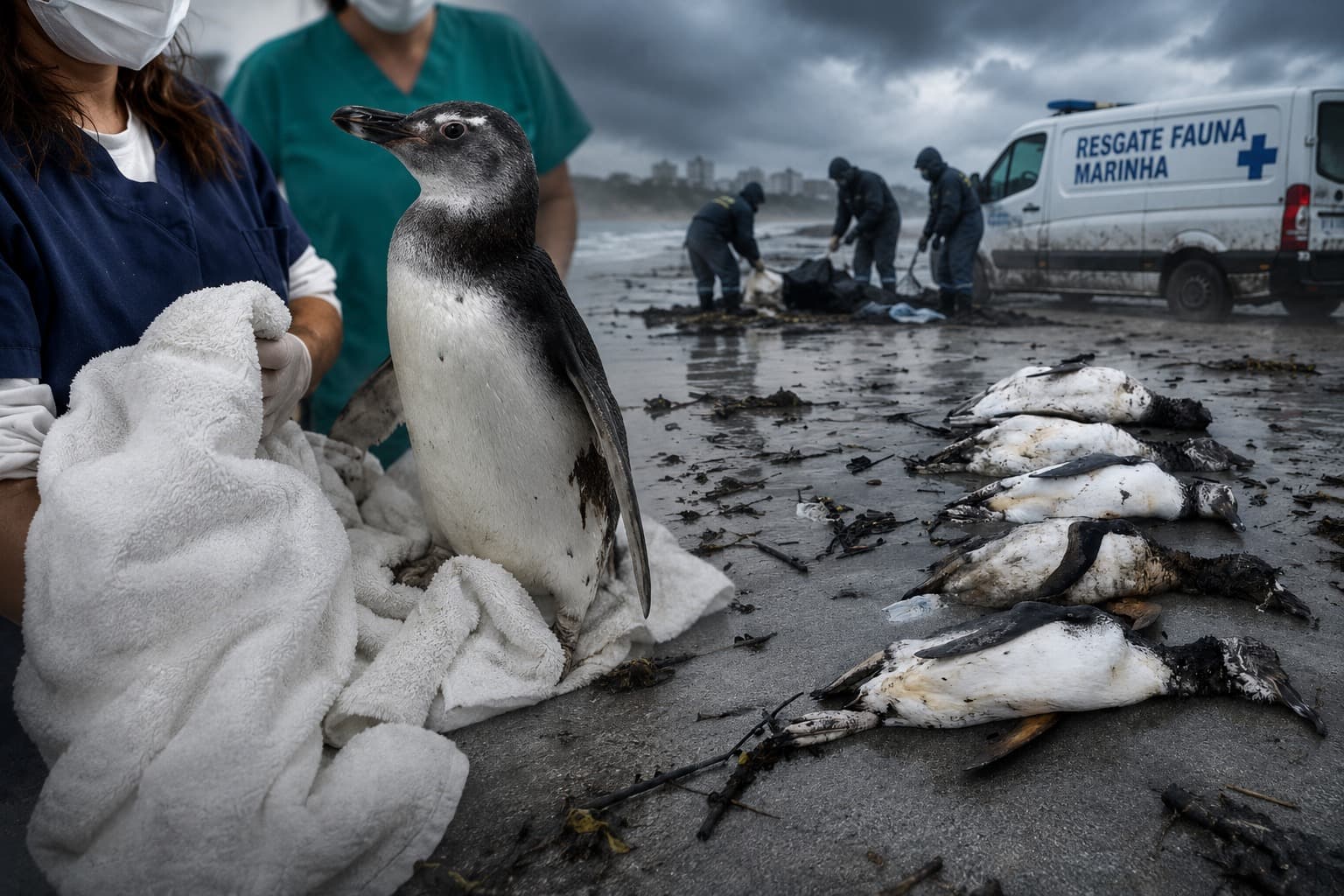 Mais de 600 pinguins-de-magalhães encalham em praias de SC e só 50 são resgatados com vida