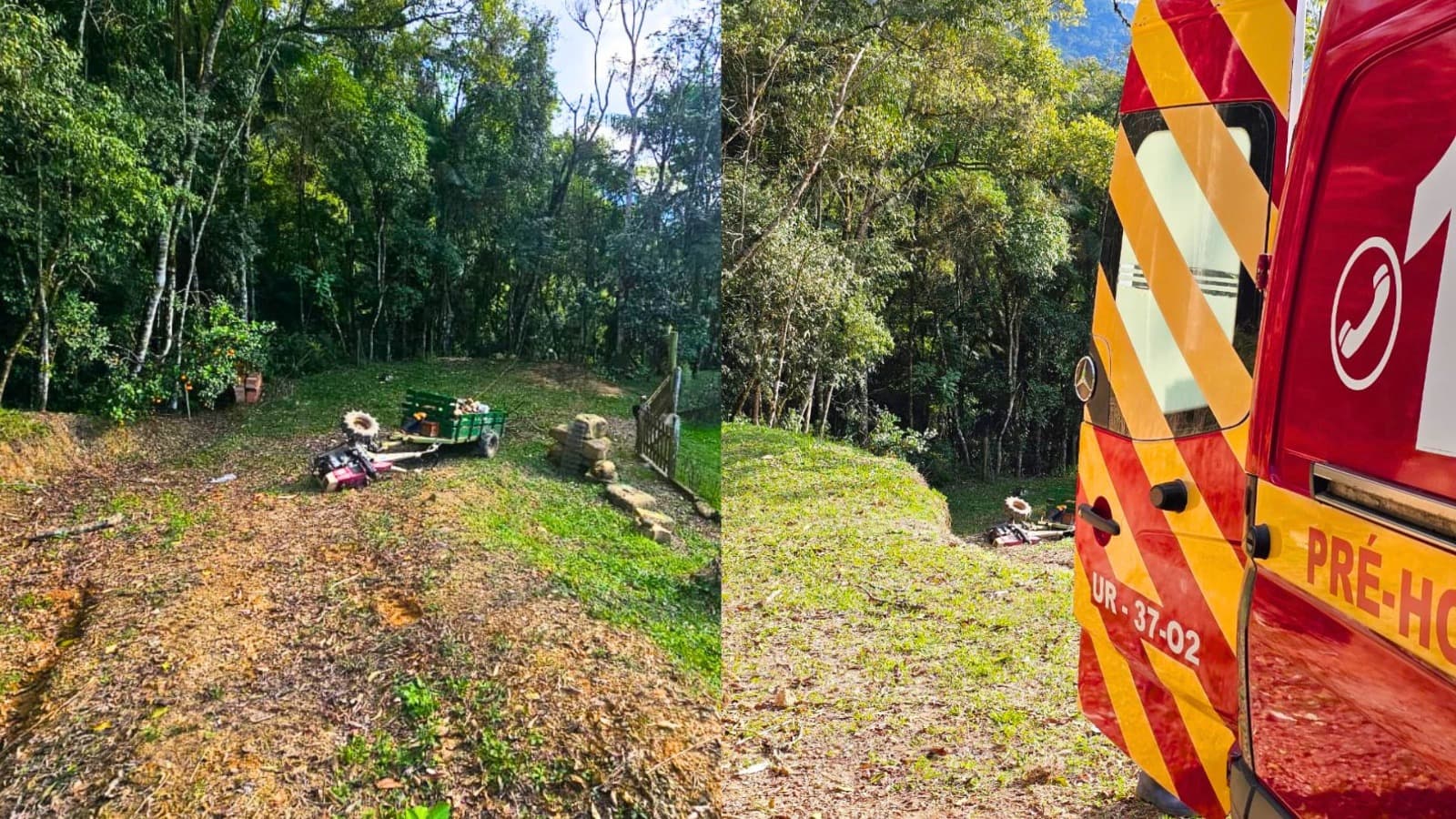 Homem é ejetado de microtrator e atropelado pelo próprio veículo durante trabalho agrícola em SC