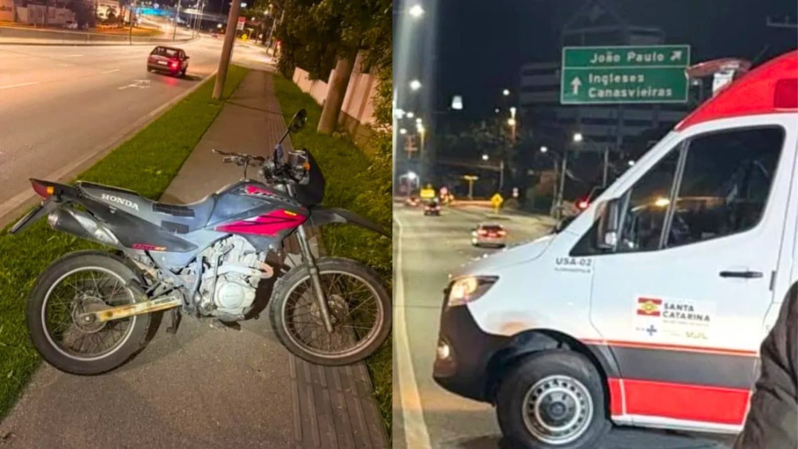 Motociclista de 45 anos morre após bater contra muro e poste na SC-401, em Florianópolis