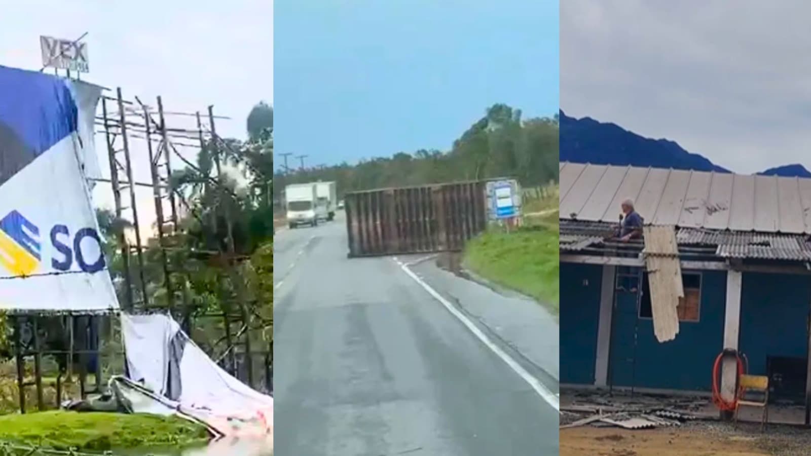 Vento de 85 km/h “varre” cidade de SC, destelha casas e deixa milhares sem luz: “Meu Deus”