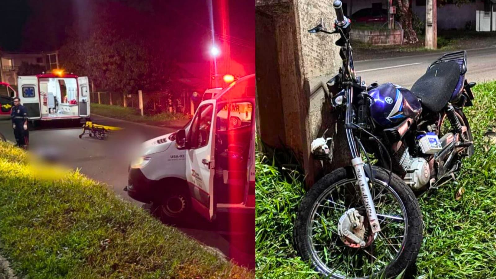 Motociclista e garupa morrem após violenta colisão contra poste no Extremo-Oeste catarinense