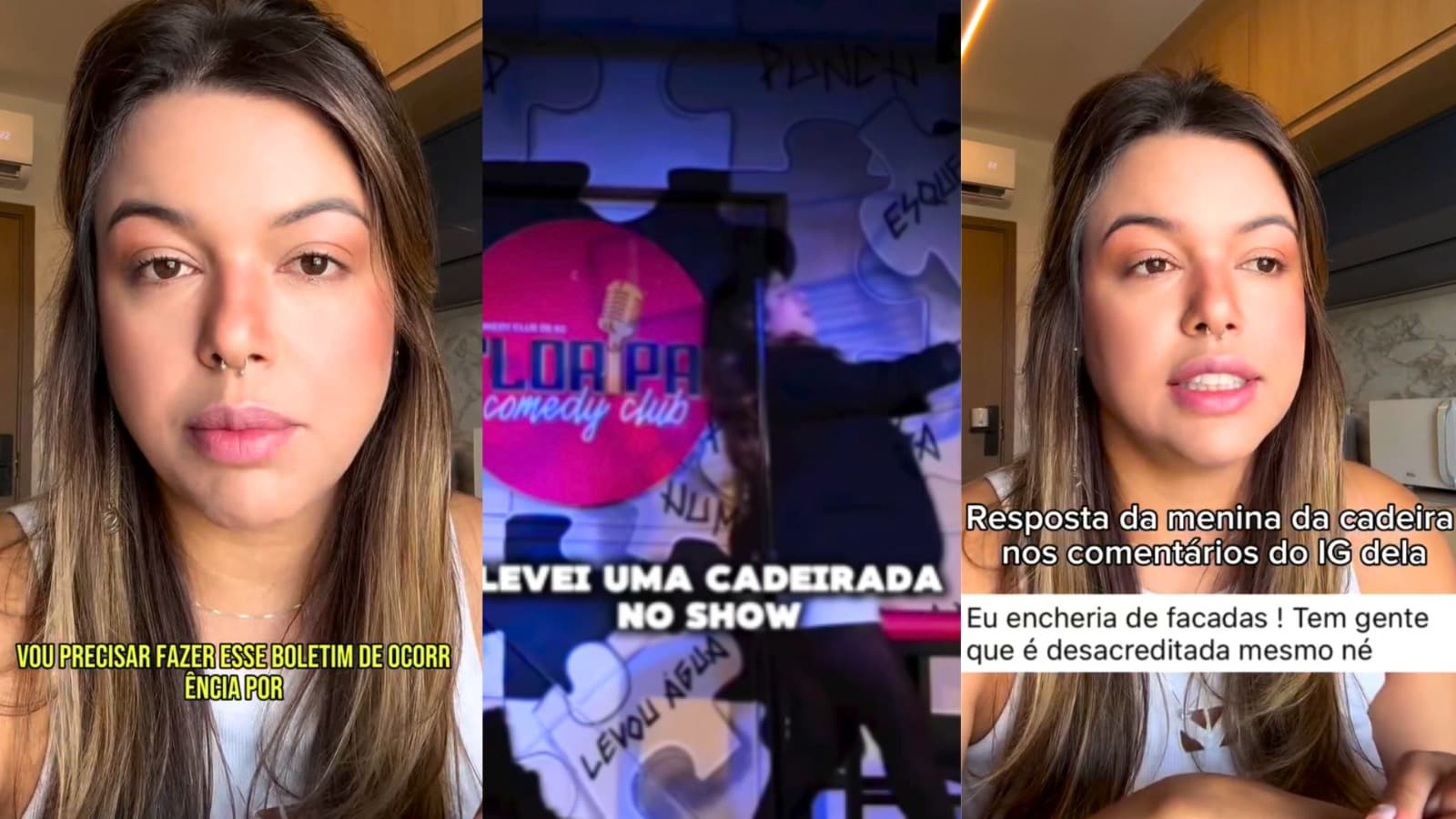 Humorista agredida com cadeira em Florianópolis denuncia novas ameaças: “Eu encheria de facadas”
