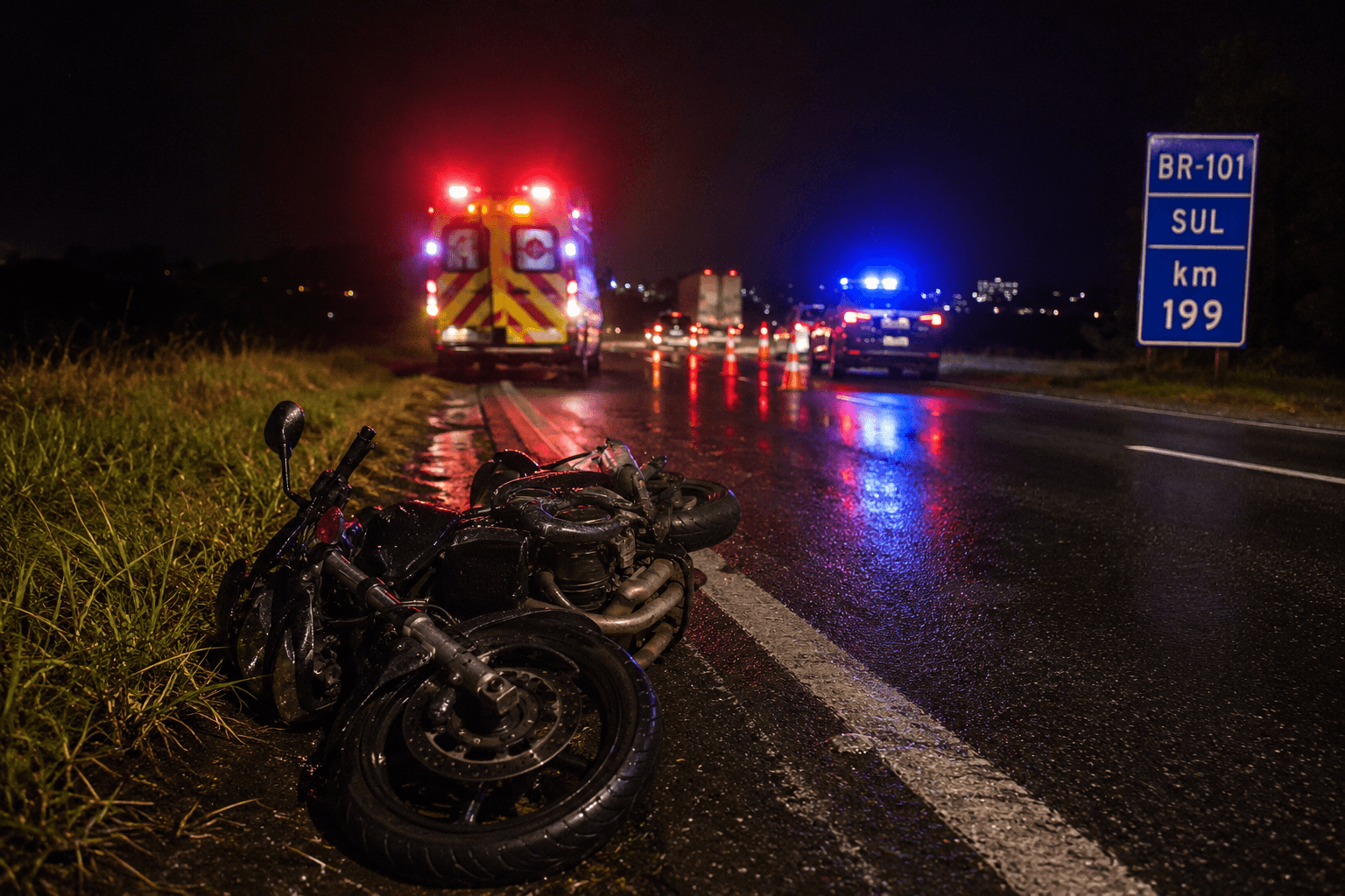 Acidente fatal na BR-101 deixa motociclista morto em Biguaçu