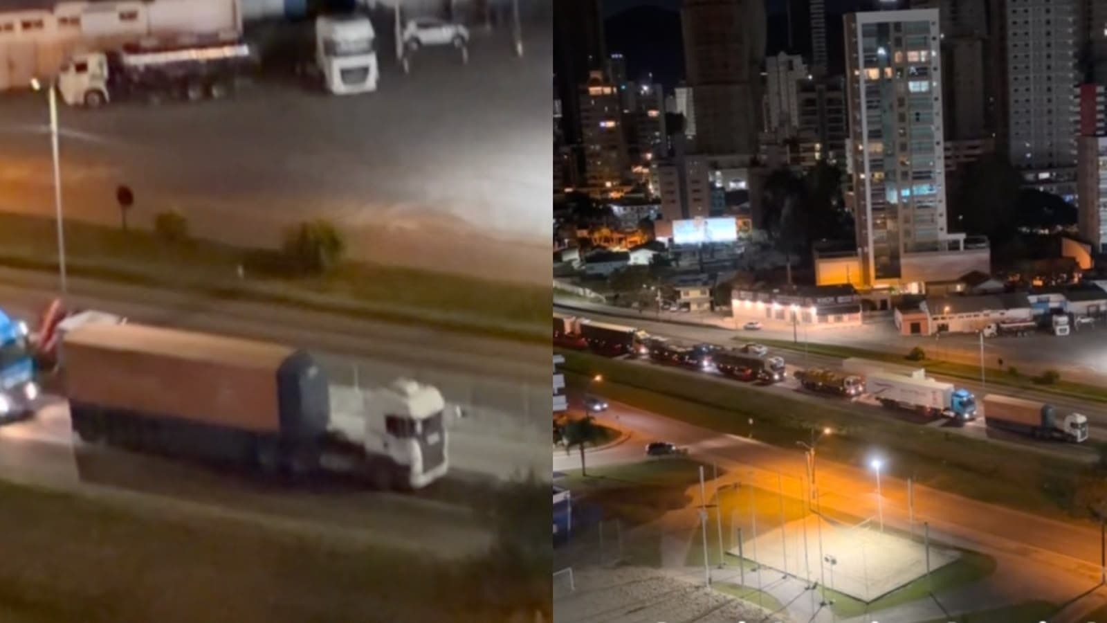 “Acorda, motorista!”: caminhão parado trava fila e provoca buzinaço na BR-101 de madrugada em Itapema