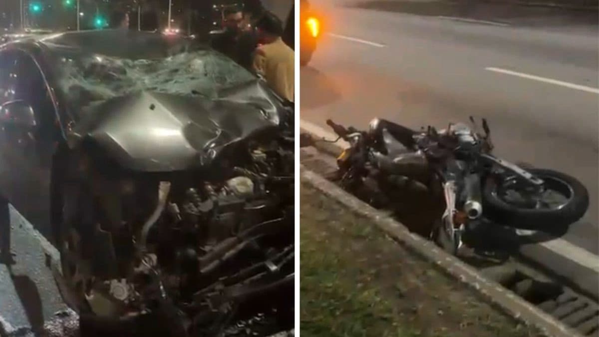 Tragédia na Beira-Mar Norte: mulher morre e motociclista é arremessado por 500 metros após batida