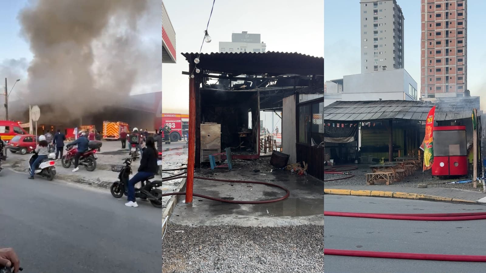 “Começou na fritadeira”: incêndio destrói quiosque e lavação ao lado do Komprão, no Morretes, em Itapema