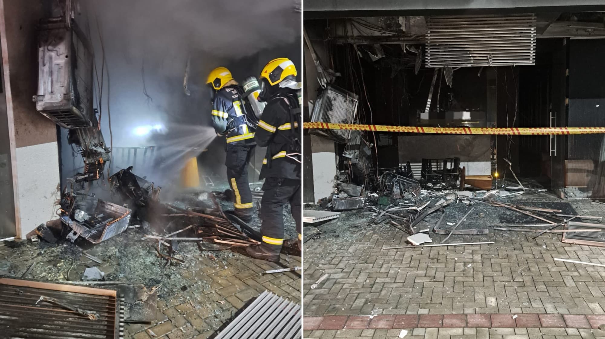 Incêndio mobiliza bombeiros e atinge entrada de escritório em Itapema