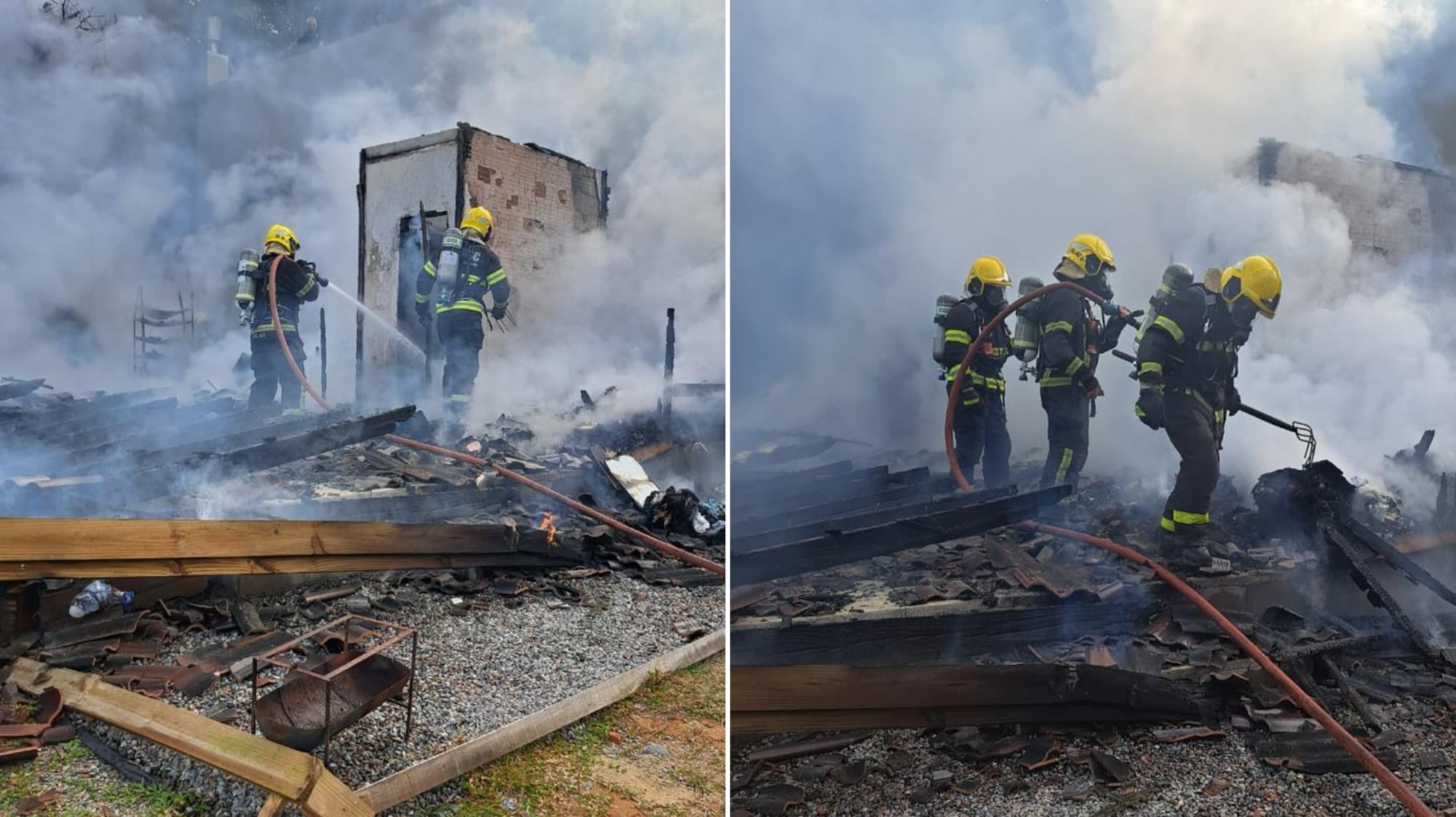 Incêndio destrói casa de madeira em Itapema