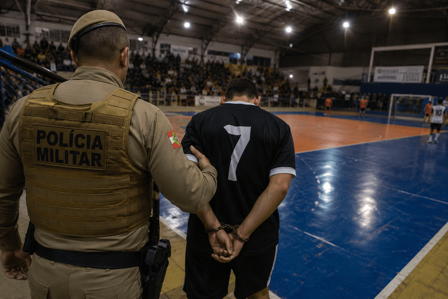 Atleta é preso no intervalo de jogo e outros três mandados são cumpridos pela PM na Grande Florianópolis
