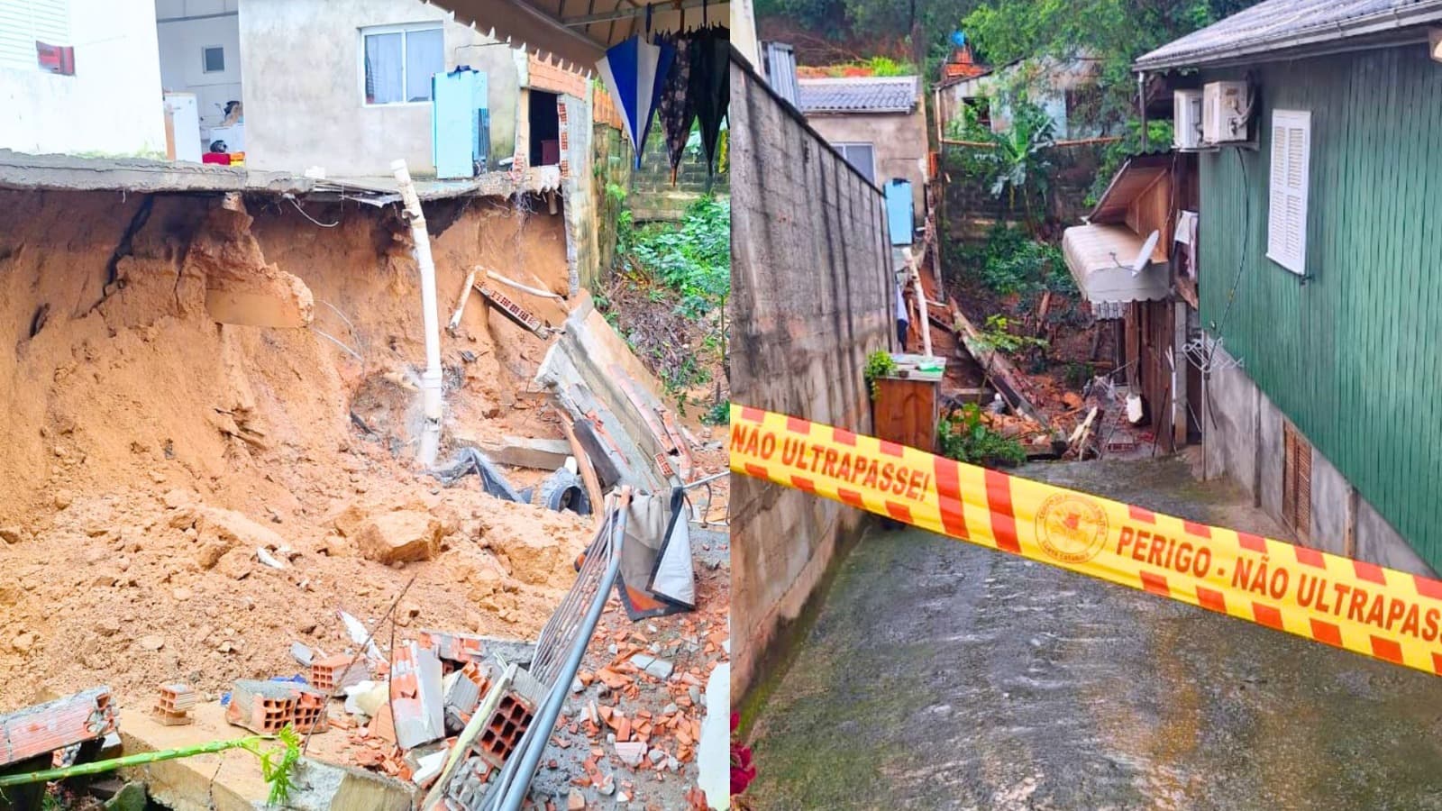 Deslizamento de terra assusta moradores e obriga famílias a deixarem casas às pressas em SC