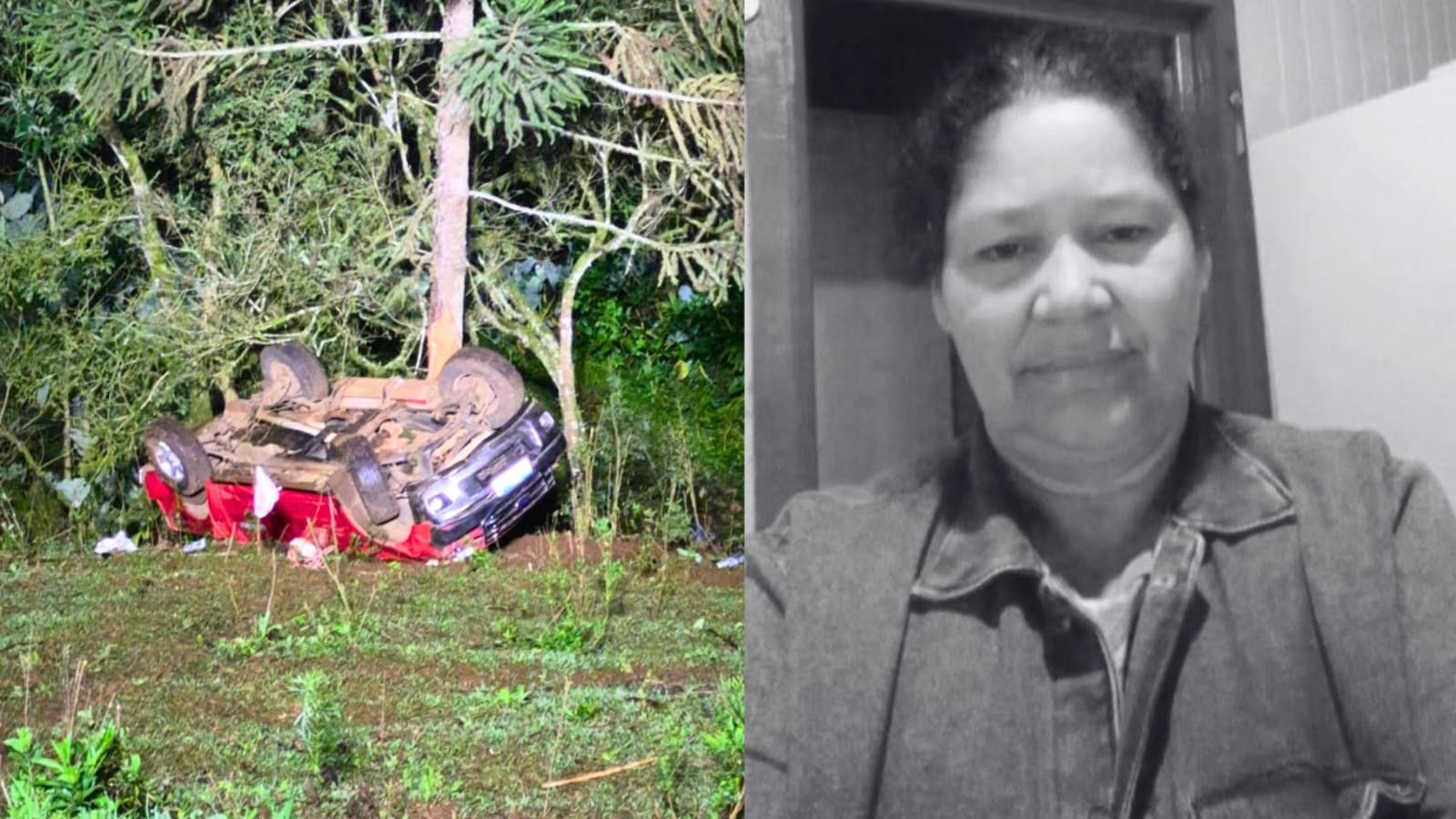 Mulher morre e homem fica em estado grave após caminhonete cair em ribanceira de 50 metros em Concórdia
