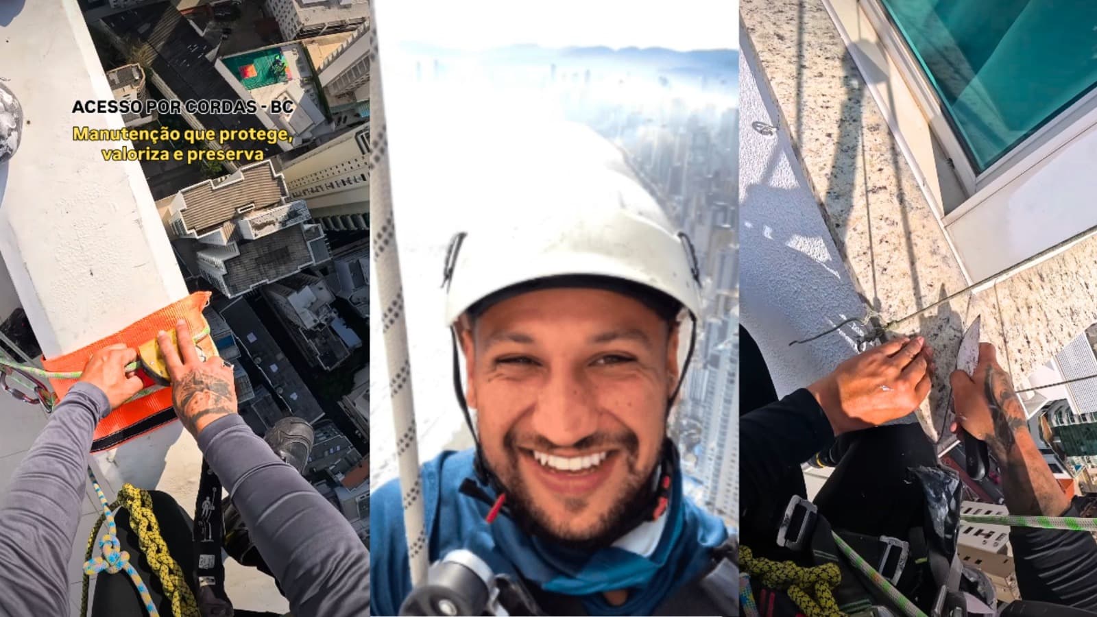 “Não é para amadores”: a rotina do alpinista industrial que desafia os arranha-céus de Balneário Camboriú