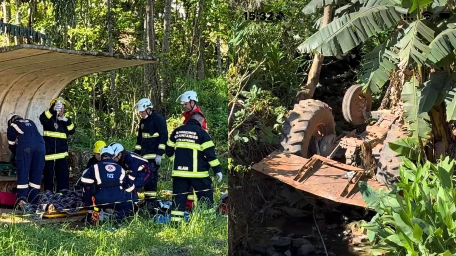 Quase 3h lutando pela vida: jovem de 26 anos morre após trator despencar em sanga no interior de Concórdia