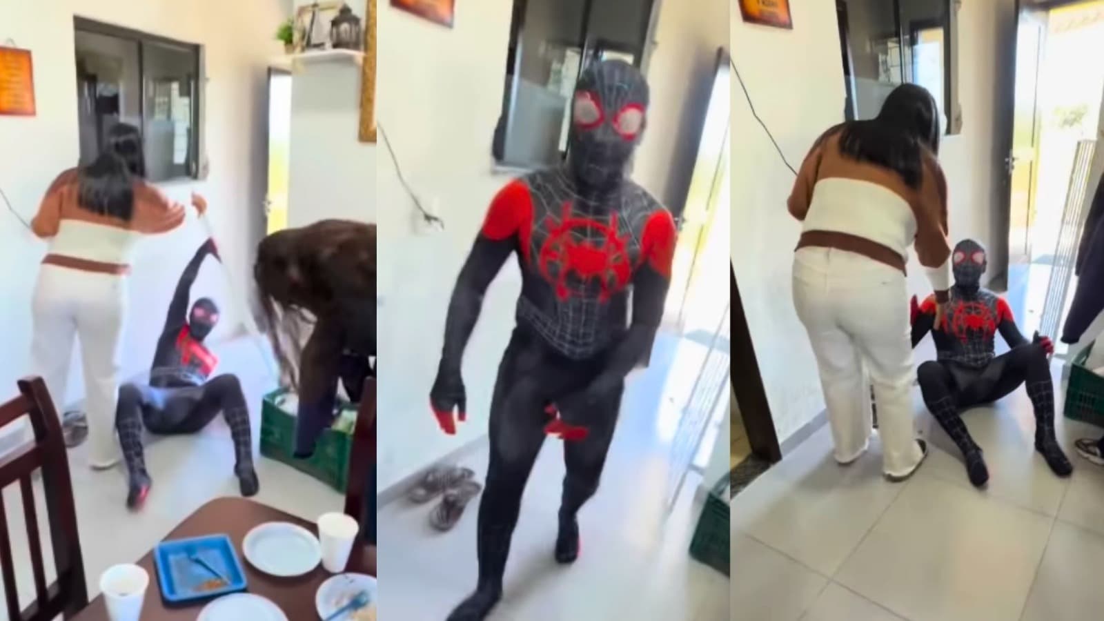 De herói a meme: “Pai-Aranha” tenta acrobacia ousada em festa de aniversário do filho e leva tombo em SC