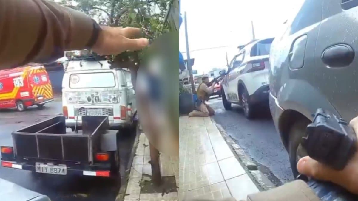 EXCLUSIVO: Bodycam registra PMs chegando sob rajada de tiros em Itajaí e filho implorando pro pai se render