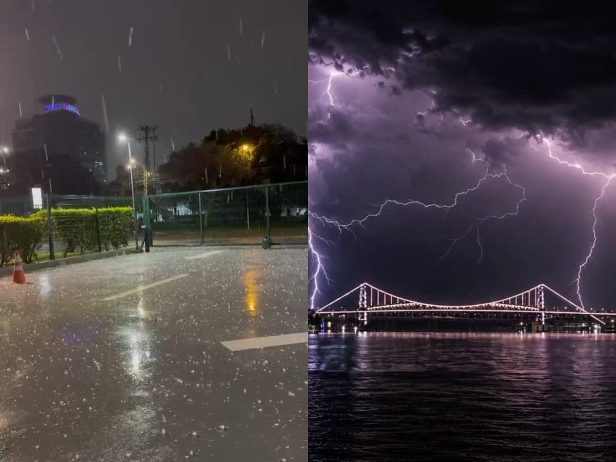 Forte chuva de granizo volta a atingir a Grande Florianópolis após novo alerta vermelho