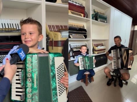 “Pegou gosto pela música”: Menino de Tijucas virou gaiteiro antes de aprender a ler