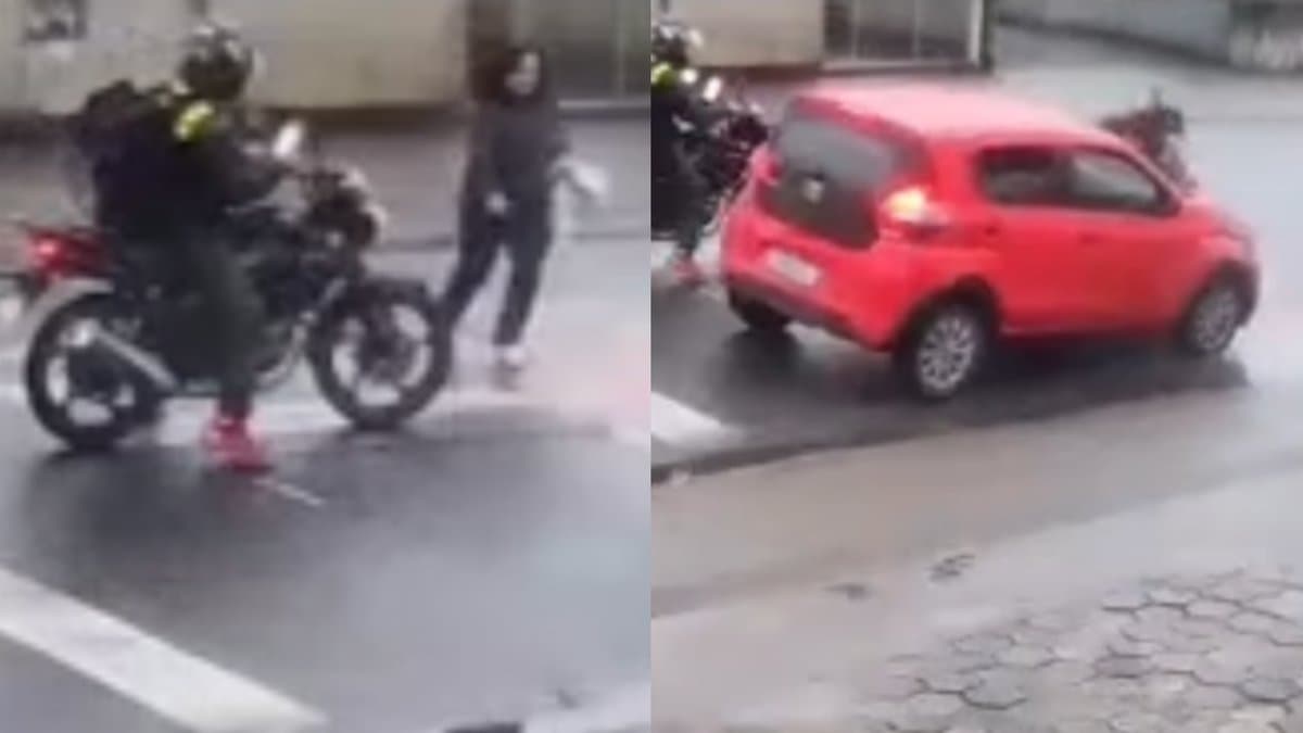 Motociclista para na faixa, carro não: mulher é atropelada durante travessia em SC