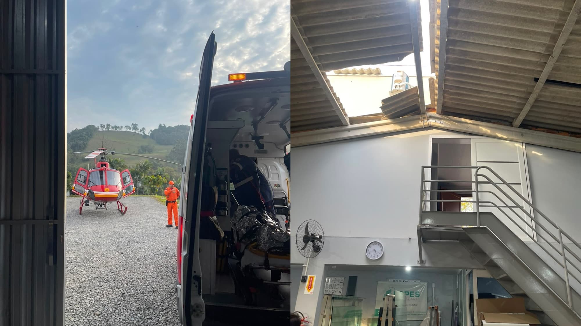 Homem cai de telhado de seis metros e é levado ao hospital em Agrolândia