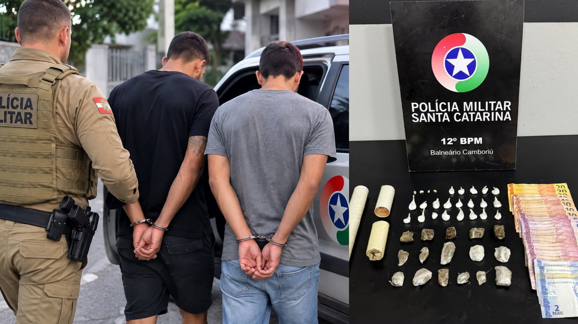Dupla é presa com drogas fracionadas para venda em Camboriú
