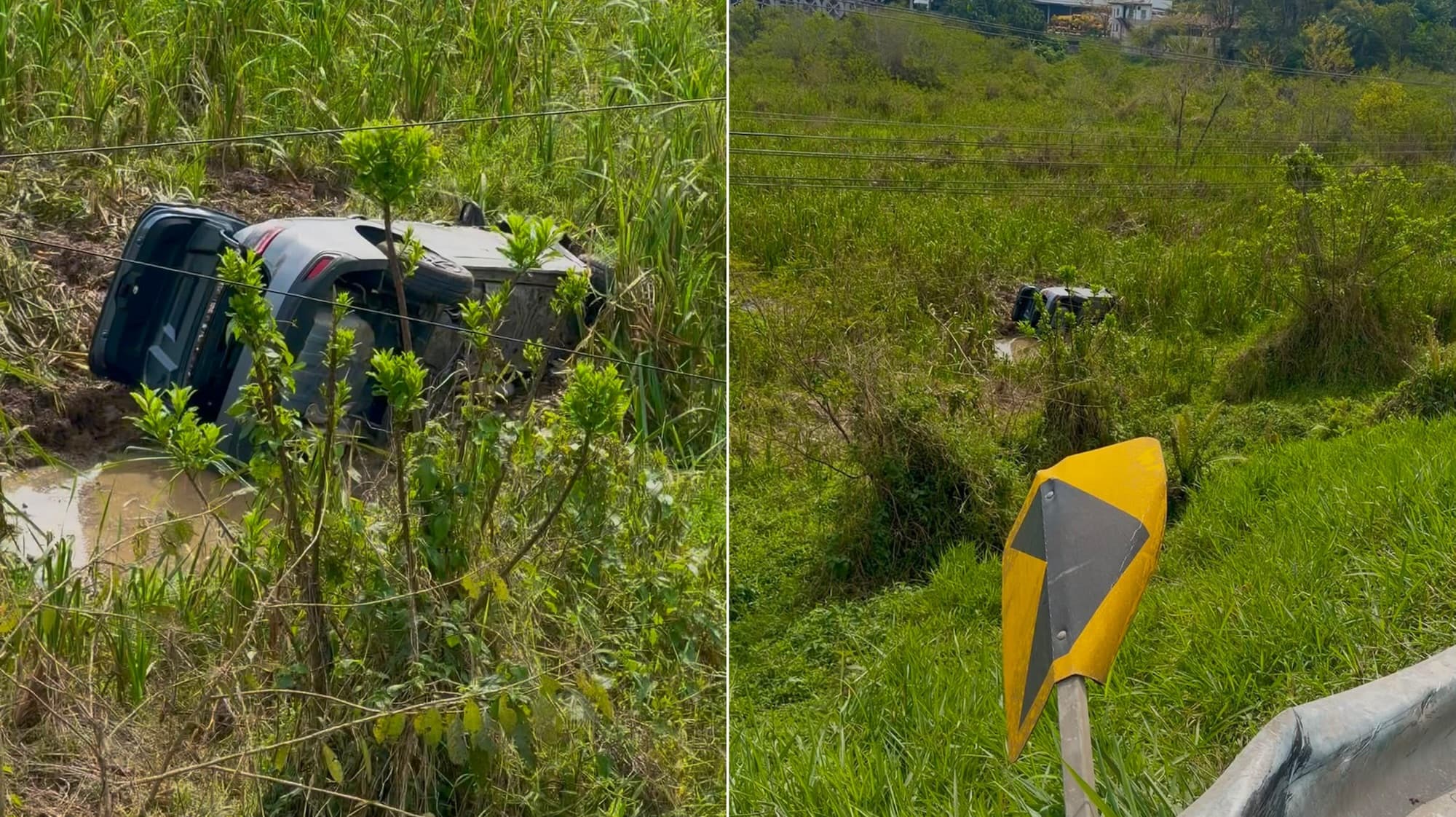 Motorista fica ferido após carro cair em ribanceira em Blumenau