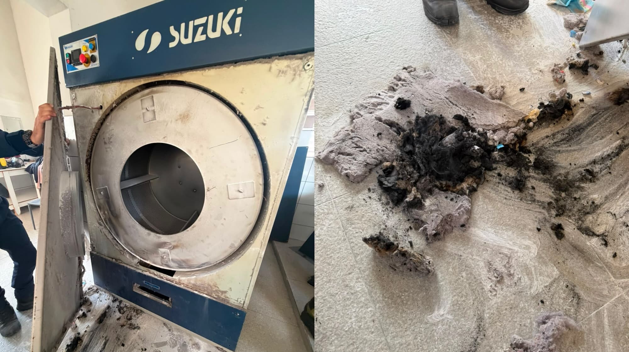 Susto em estabelecimento após secadora industrial pegar fogo em Criciúma