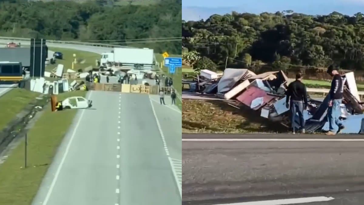 “Tiro, fumaça e helicóptero”: PRF bloqueou o Contorno Viário de Florianópolis por seis horas