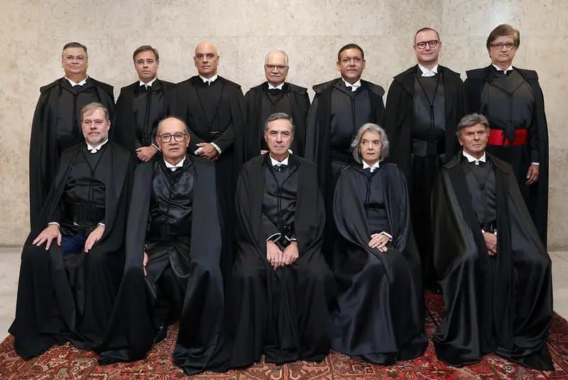 Ministros do Supremo Tribunal Federal reunidos em foto oficial com togas pretas