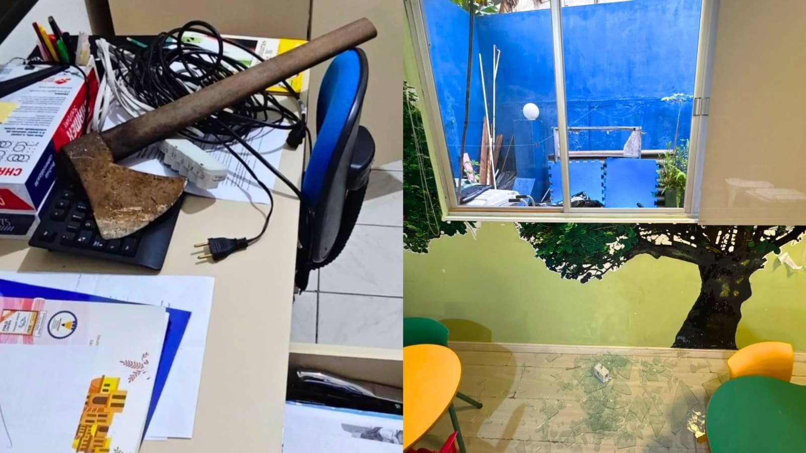 Machado é deixado na mesa de creche de Balneário Camboriú após invasão na madrugada