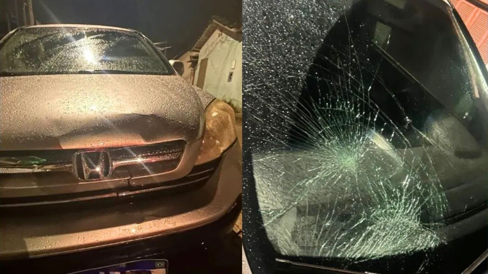 Frente destruída de carro entrega motorista que fugiu após atropelar idoso e criança de 7 anos em Gaspar