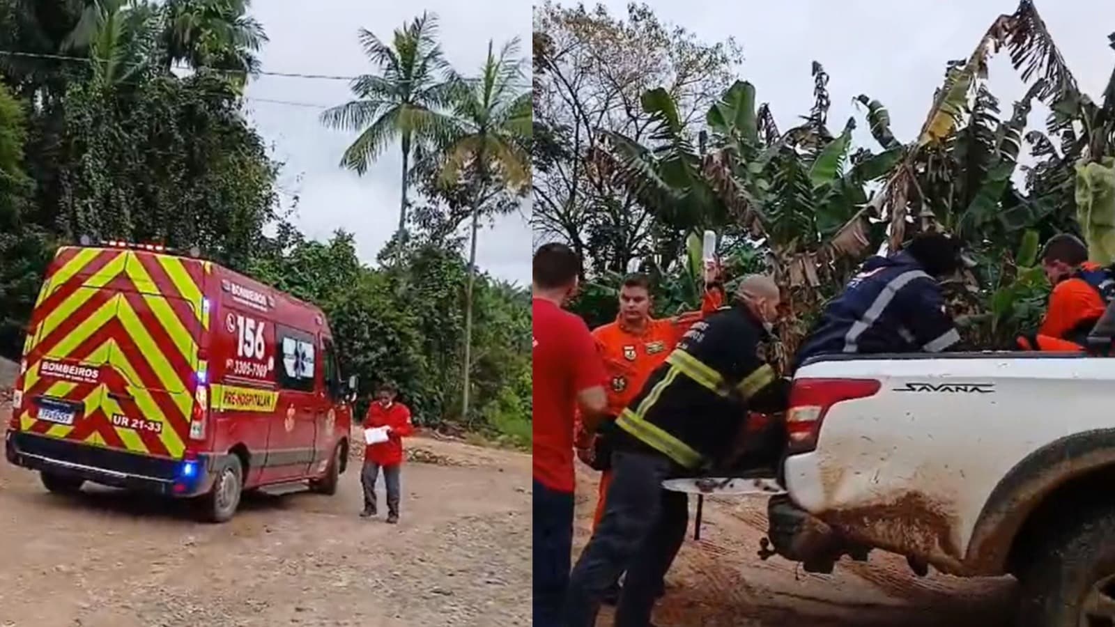 Homem é intubado no meio de bananal após ter a cabeça atingida por árvore em Barra Velha