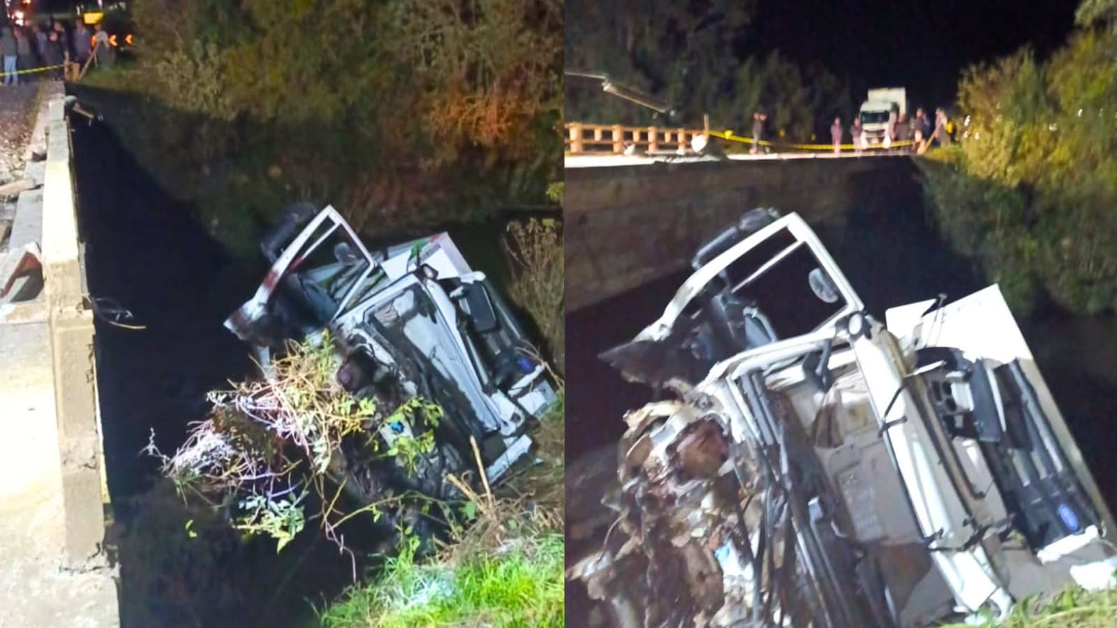 Preso às ferragens e sangrando após cair de ponte, motorista vê populares tentarem saquear carga de caminhão em SC