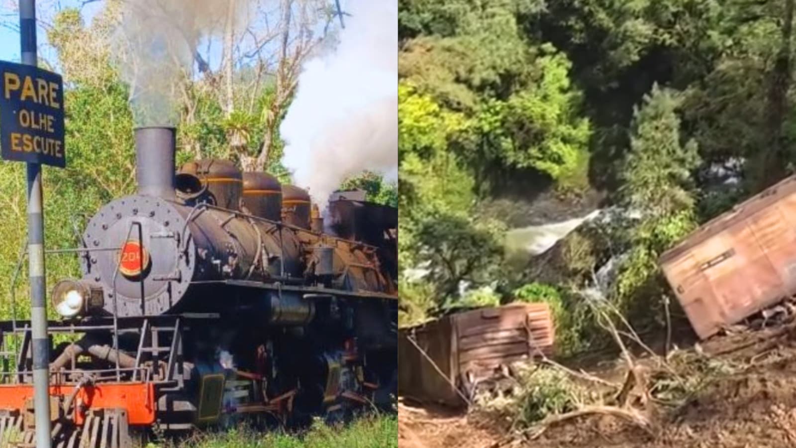 Descarrilamento de vagões deixa passageiros da Maria Fumaça “na mão” no Norte de SC