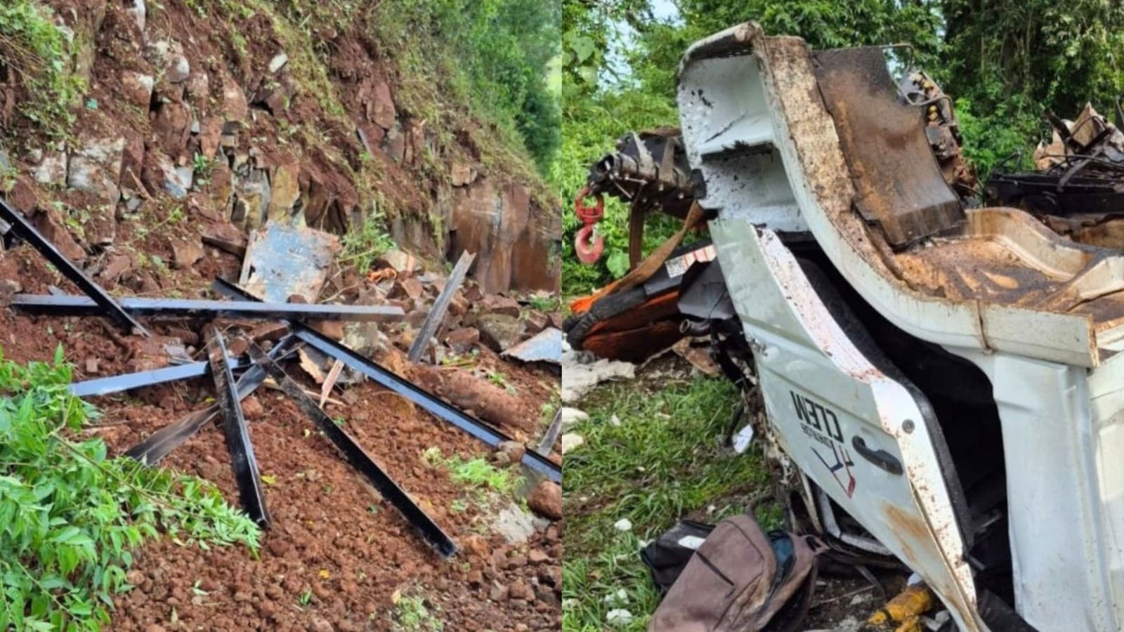 Motorista morre após caminhão ficar “prensado” em parede de pedras no Oeste de SC