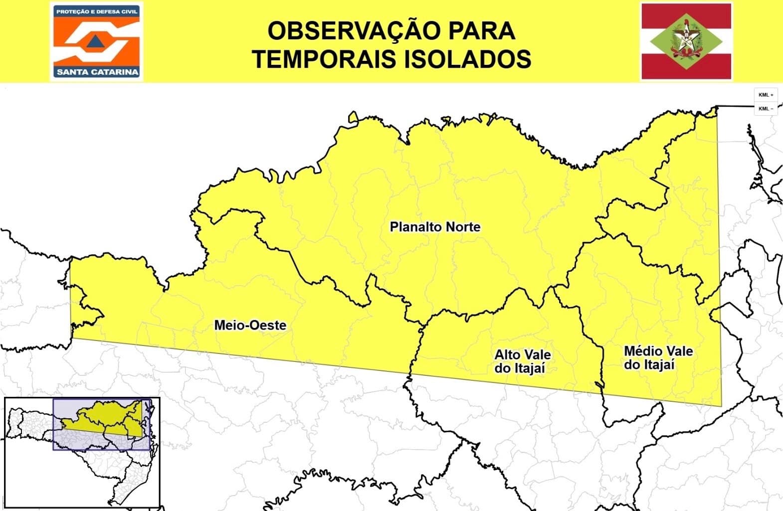 Santa Catarina tem sábado de temporais e queda nas temperaturas; frio se aproxima de 0°C
