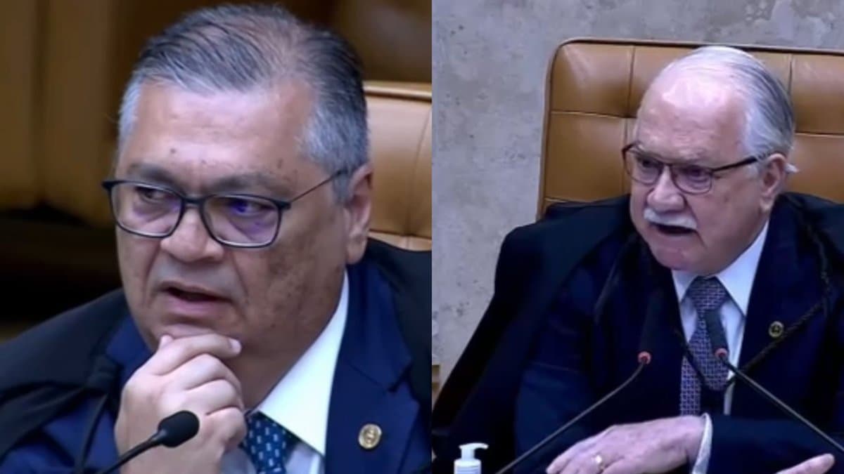 Ministros Flavio Dino e Edson Fachin durante sessao do Supremo Tribunal Federal