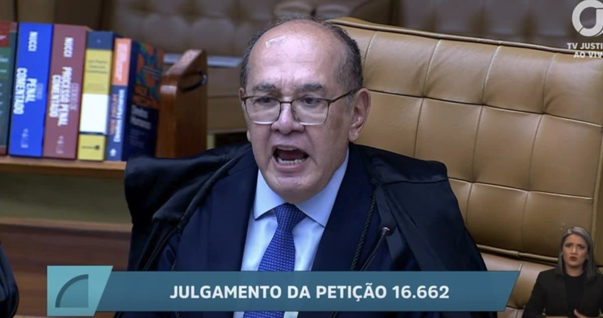 Ministro Gilmar Mendes discursa durante o julgamento da Peticao 16.662 no plenario do STF