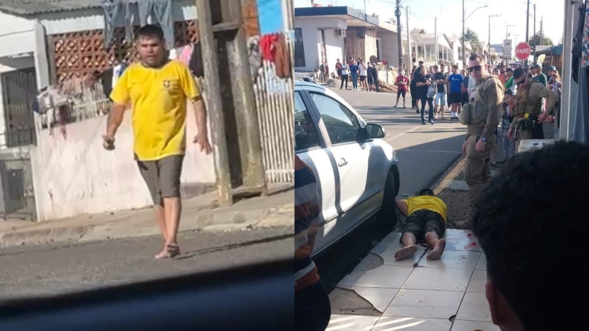 PMSC acaba com “surto” de homem armado com faca na porta de creche: “crianças em pânico”