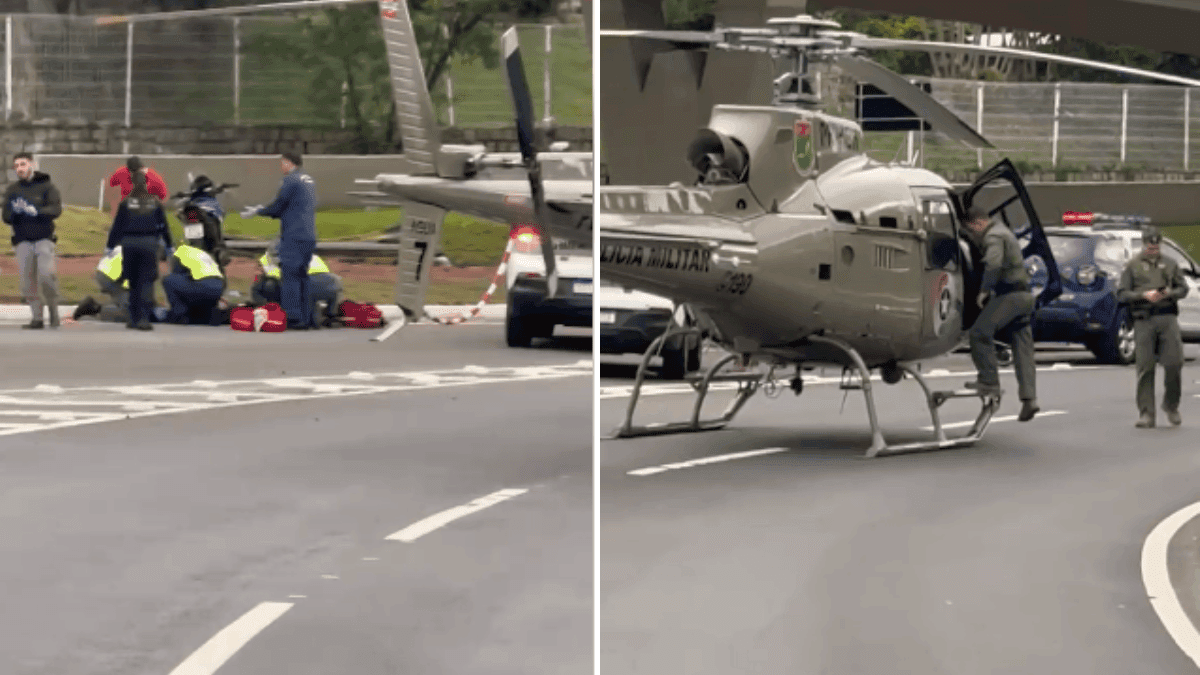 Motociclista perde a perna em acidente e resgate mobiliza até aeronave em Florianópolis