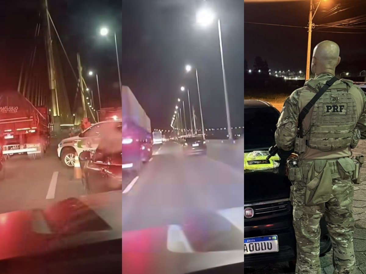 VÍDEO – “Não pode atirar”: após 70km de fuga da PRF, PMSC fecha ponte para prender traficantes