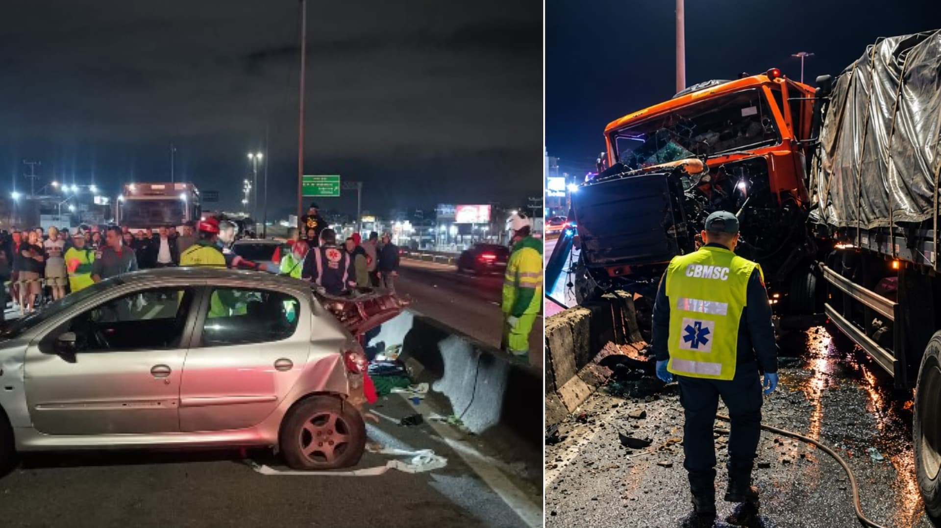 Acidente entre três veículos deixa motociclista grave na Grande Florianópolis