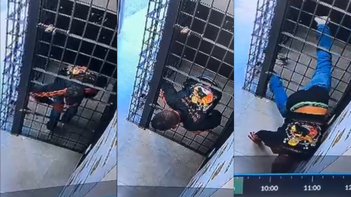 Câmera de segurança mostra preso se espremendo entre as grades da cela para fugir da CPP em Florianópolis