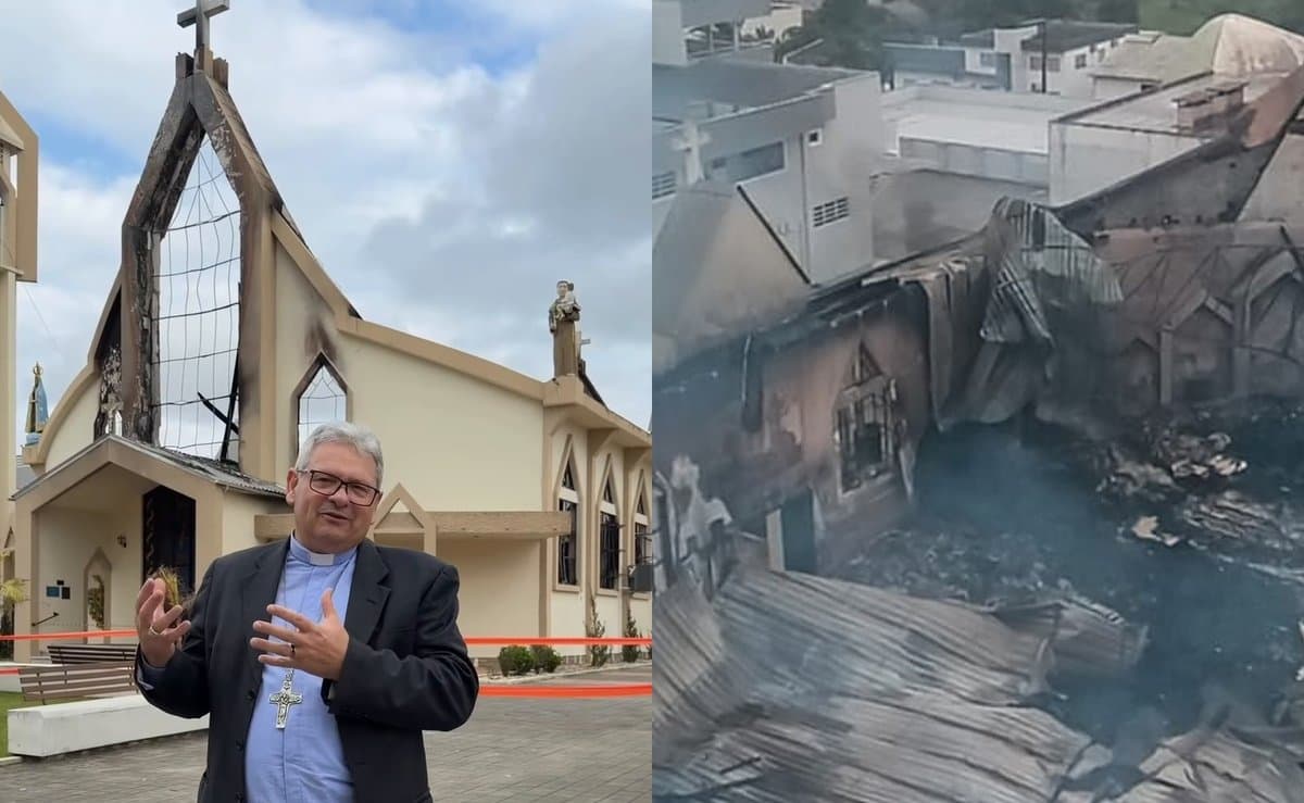 “Doe com o coração generoso”: bispo faz apelo para reconstruir igreja destruída pelo fogo em SC